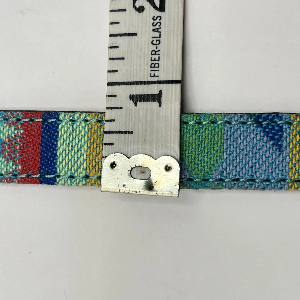 Nocona Textile Leather Stackable Belt Large Blue Multi Silver‎ Buckle Southwest